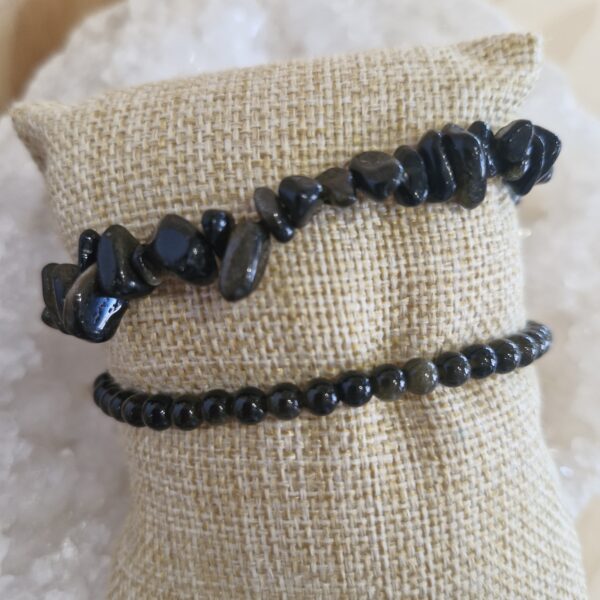 bracelet obsidienne dorée