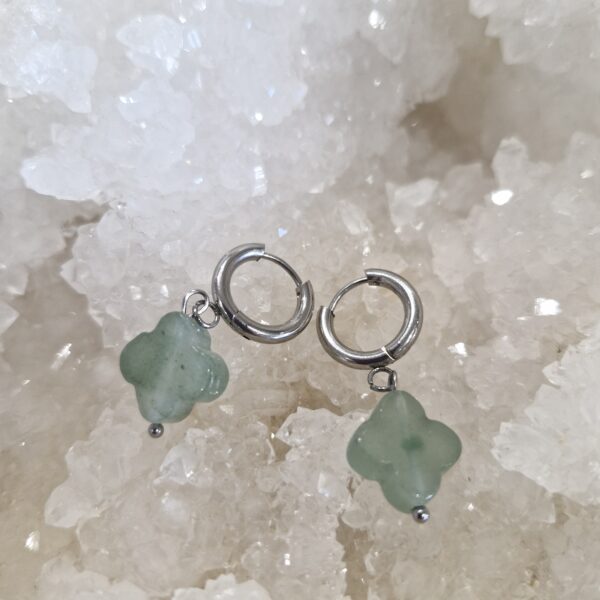 boucle d'oreille fleur aventurine verte