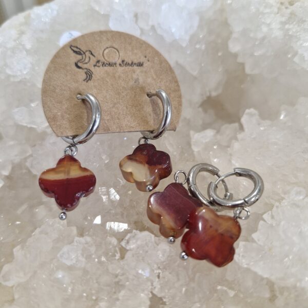 boucle d'oreille fleur cornaline