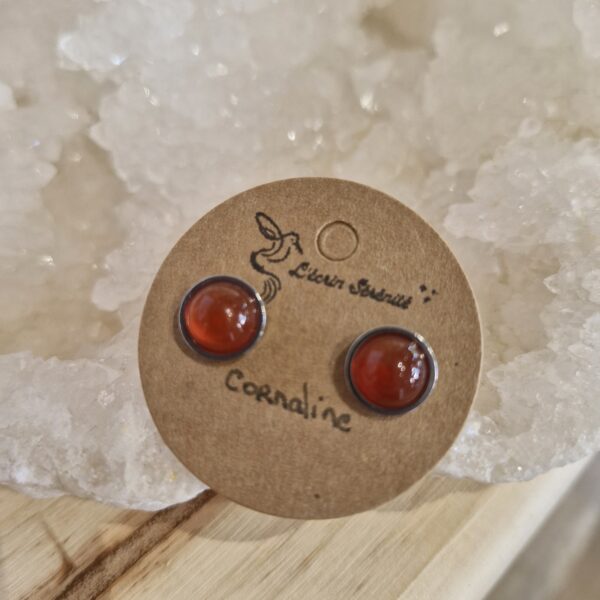boucle d'oreille sertie cornaline